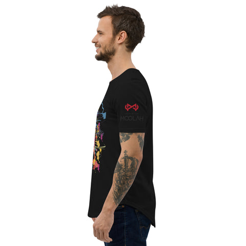 Curved Hem T-Shirt w/ Flung paint