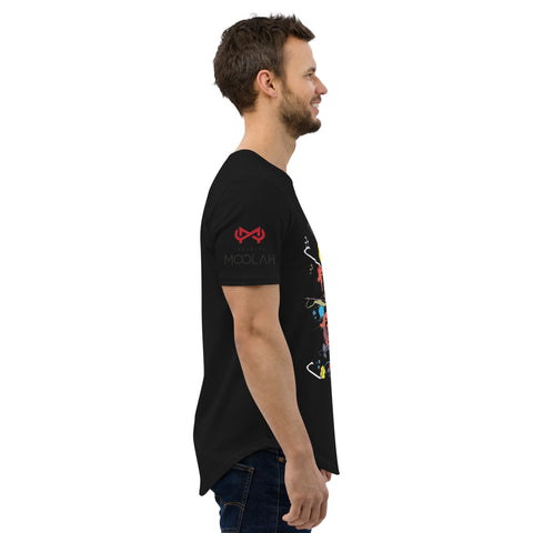 Curved Hem T-Shirt w/ Flung paint