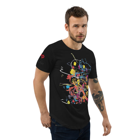 Curved Hem T-Shirt w/ Flung paint