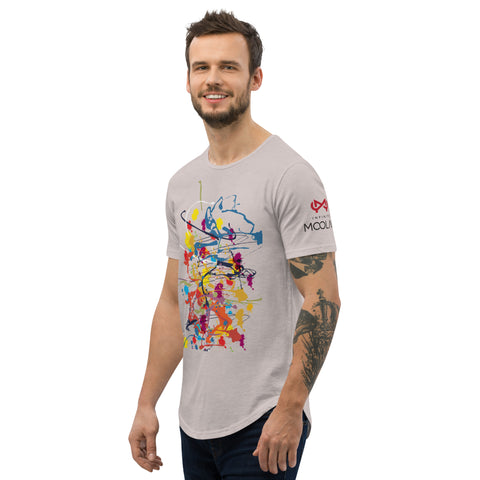 Curved Hem T-Shirt w/ Flung paint