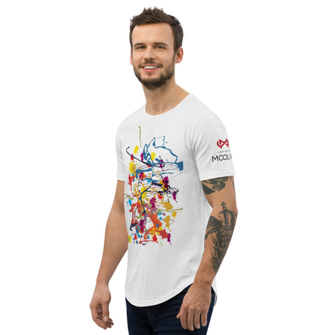 Curved Hem T-Shirt w/ Flung paint