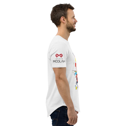 Curved Hem T-Shirt w/ Flung paint